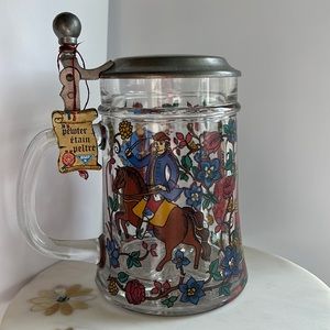 Rein Zinn BMF Pewter Stein Lady Drinking Beer Fräulein Glass Mug